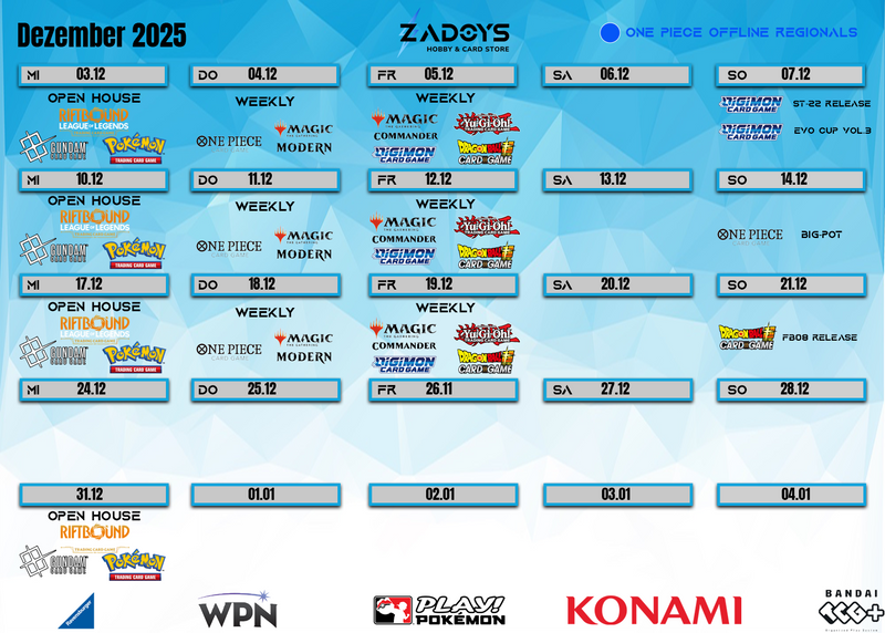 events-turniere-dezember-zadoys-pokemon-magic-yugioh-dragon-ball-super-digimon-one-piece-battle-spirits-saga