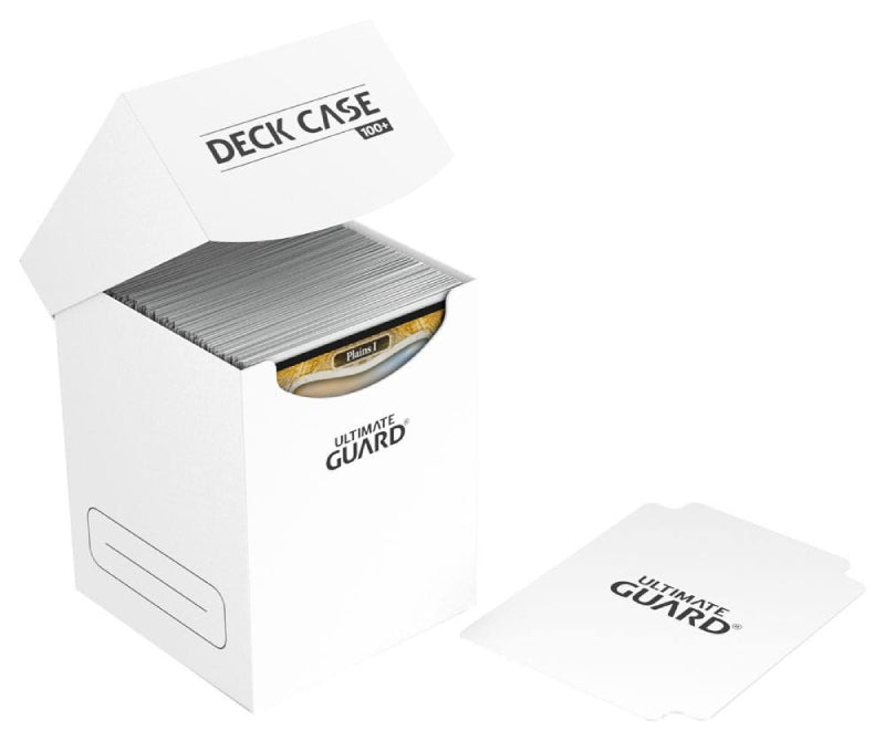 ultimate-guard-deck-case-100-weiss-offen-mit-inhalt